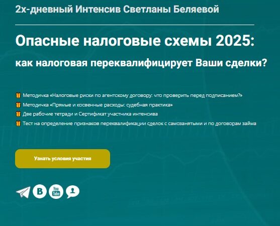 [Светлана Беляева] Опасные налоговые схемы 2025: как налоговая переквалифицирует Ваши сделки (2025)